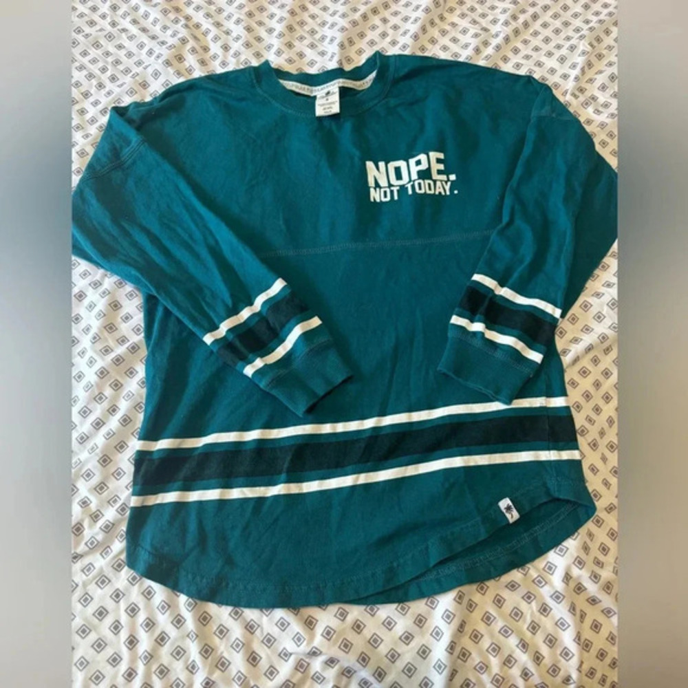 POPULAR Brand, Long Sleeve Top, Size Small. Blue Black. Nope Not Today